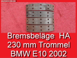 Bremsbacken Bremsbeläge BMW 1602 2002 E10 f Bremstrommel 230 mm